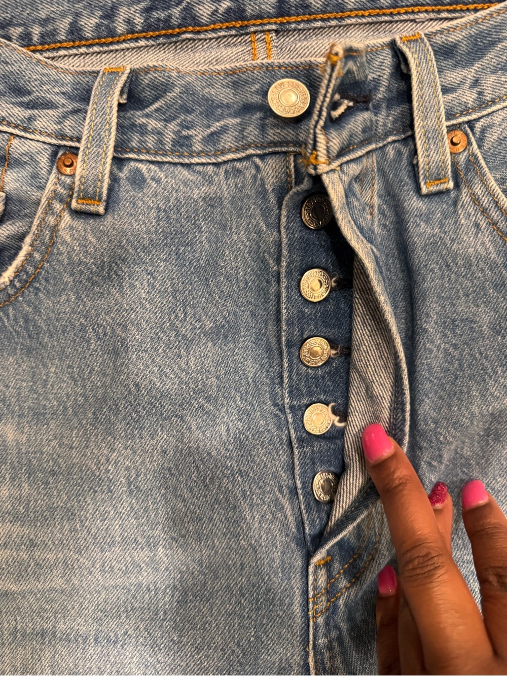 Levi's premium 501 High-Rise Button-Fly Light Blue Denim Jeans